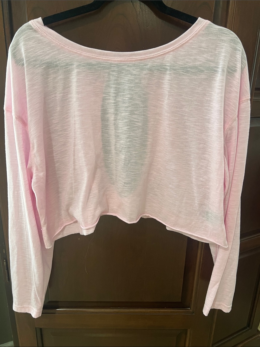 SHEIN Light Pink Cropped Long-Sleeve Top